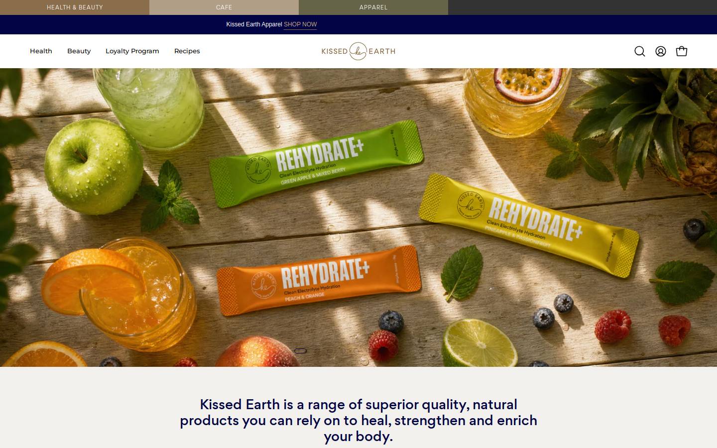 kissedearth.com.au homepage screenshot