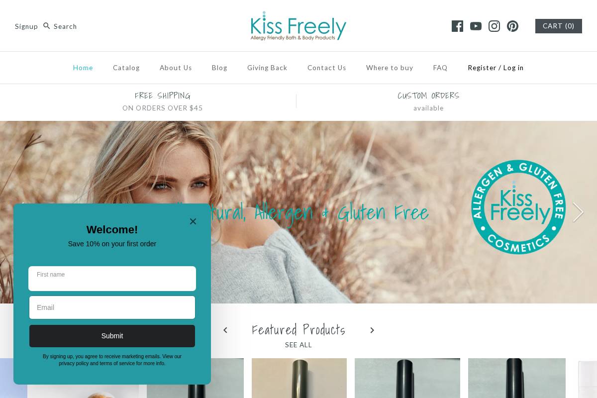 Kiss Freely homepage screenshot