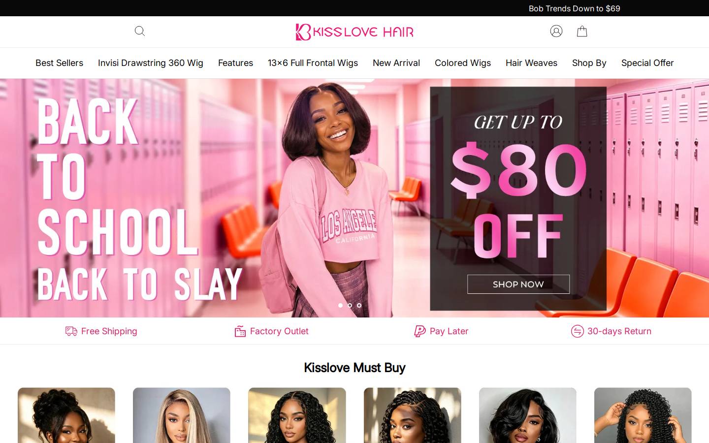 KissLove Hair homepage screenshot
