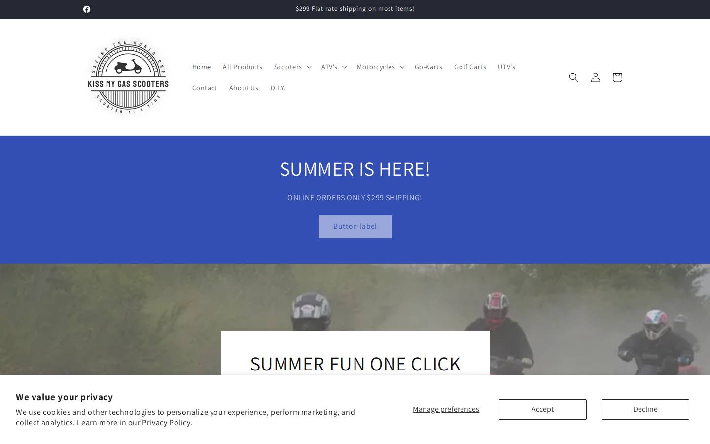 kissmygasscooters.com homepage screenshot