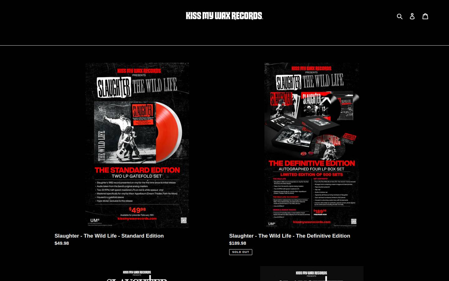 kissmywaxrecords.com homepage screenshot