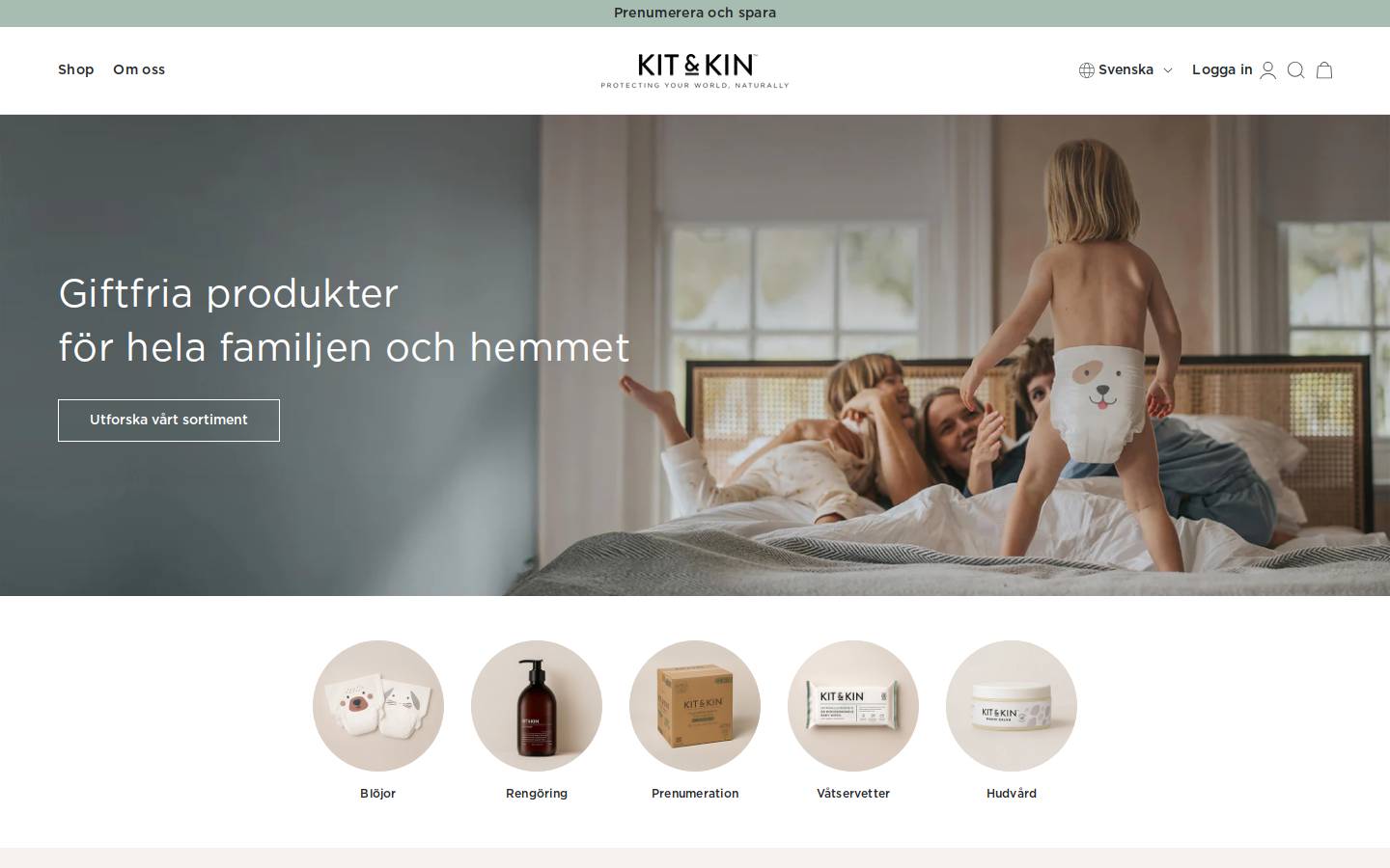 Kit & Kin homepage screenshot