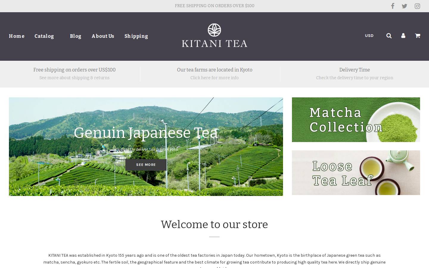 kitanitea.com homepage screenshot