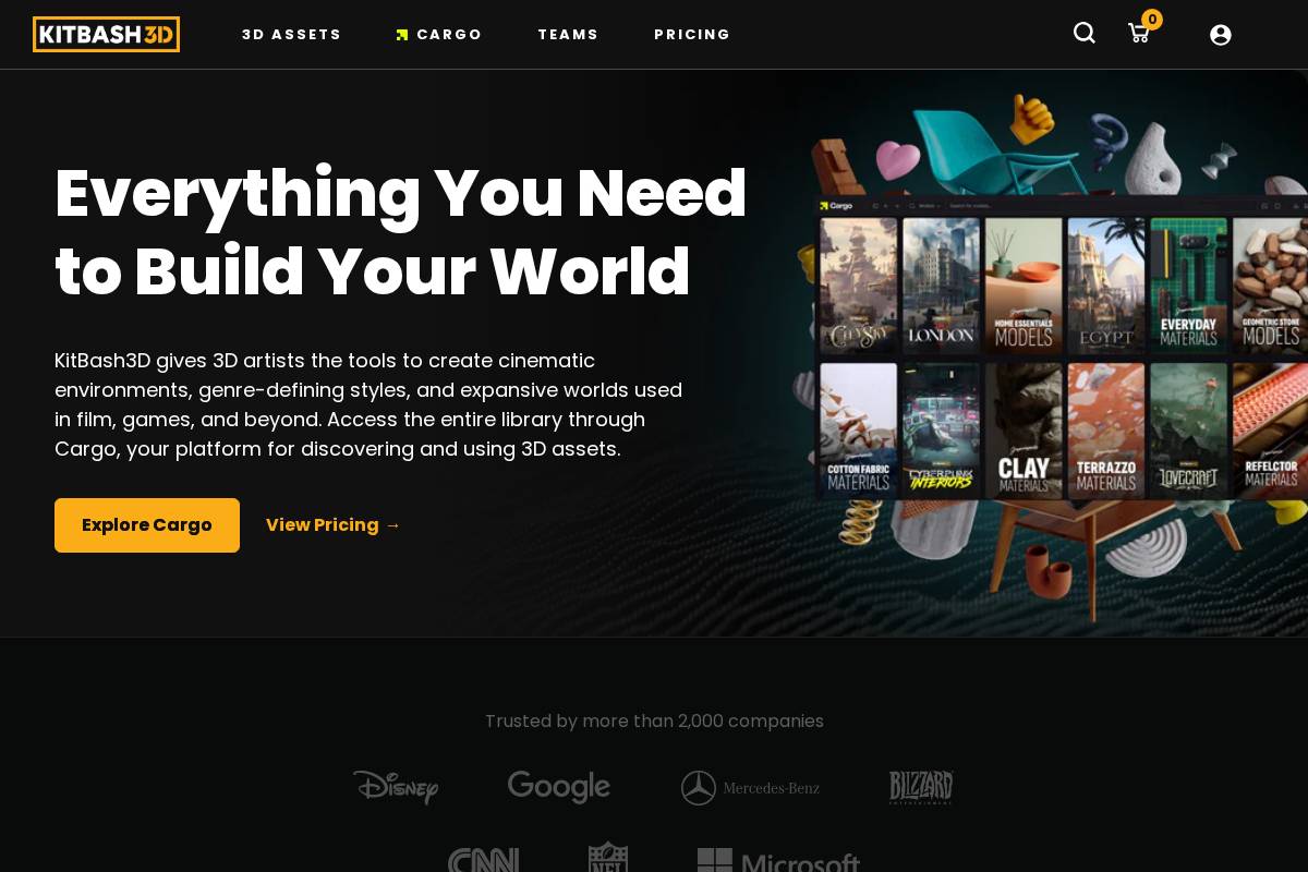 kitbash3d.com homepage screenshot