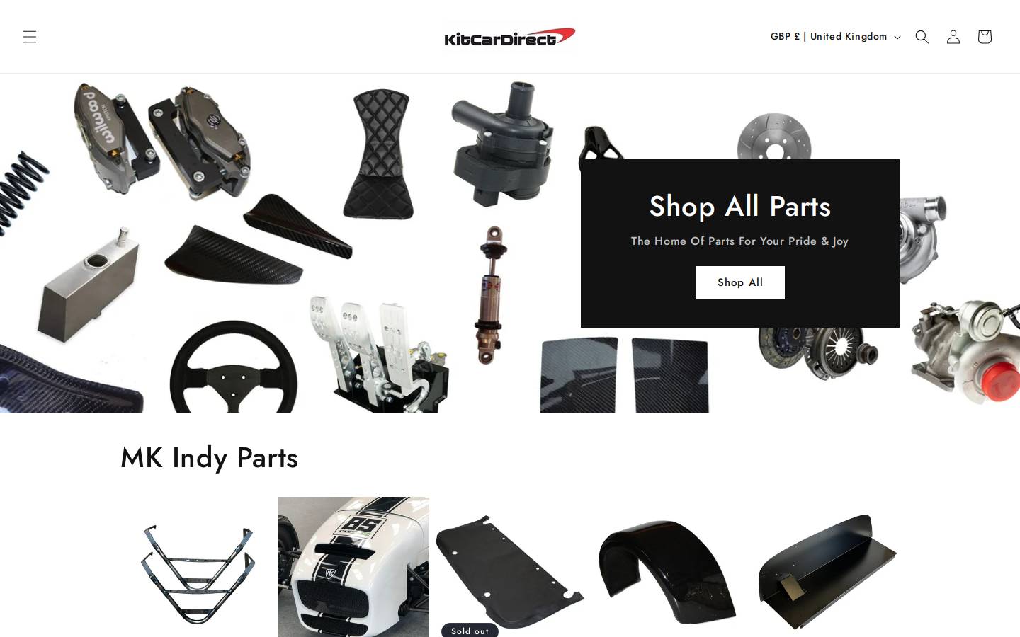 kitcardirect.co.uk homepage screenshot