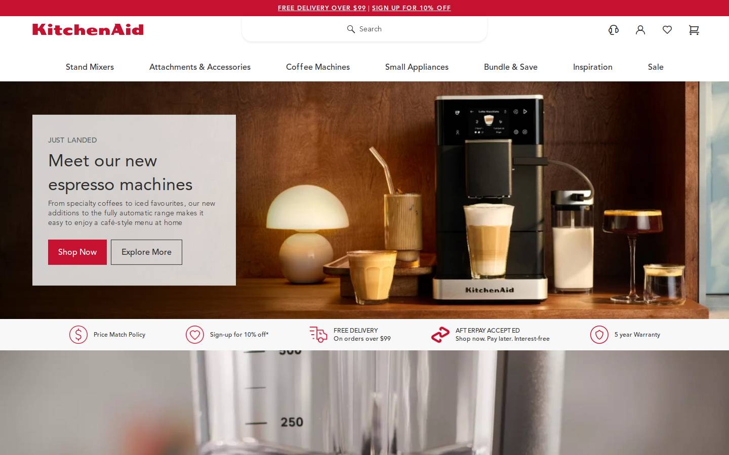 Kitchenaid homepage screenshot