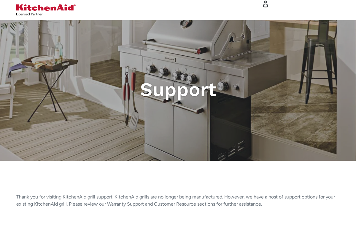 kitchenaidgrills.com homepage screenshot