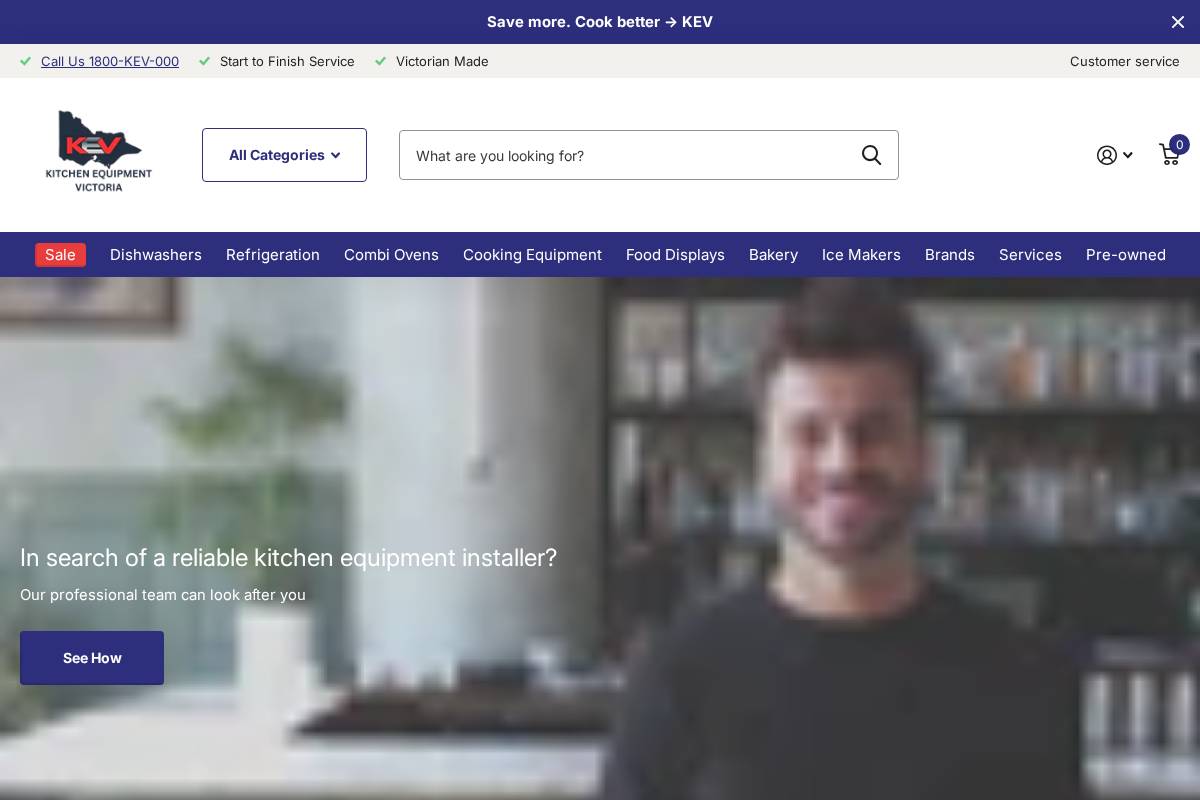 kitchenequipmentvictoria.com.au homepage screenshot