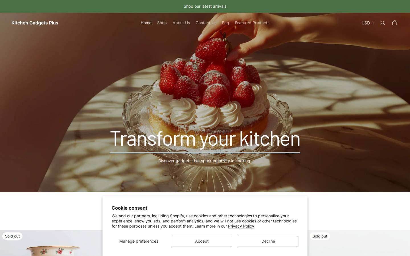 kitchengadgetsplus.com homepage screenshot