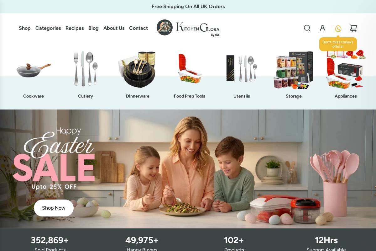 kitchenGlora homepage screenshot