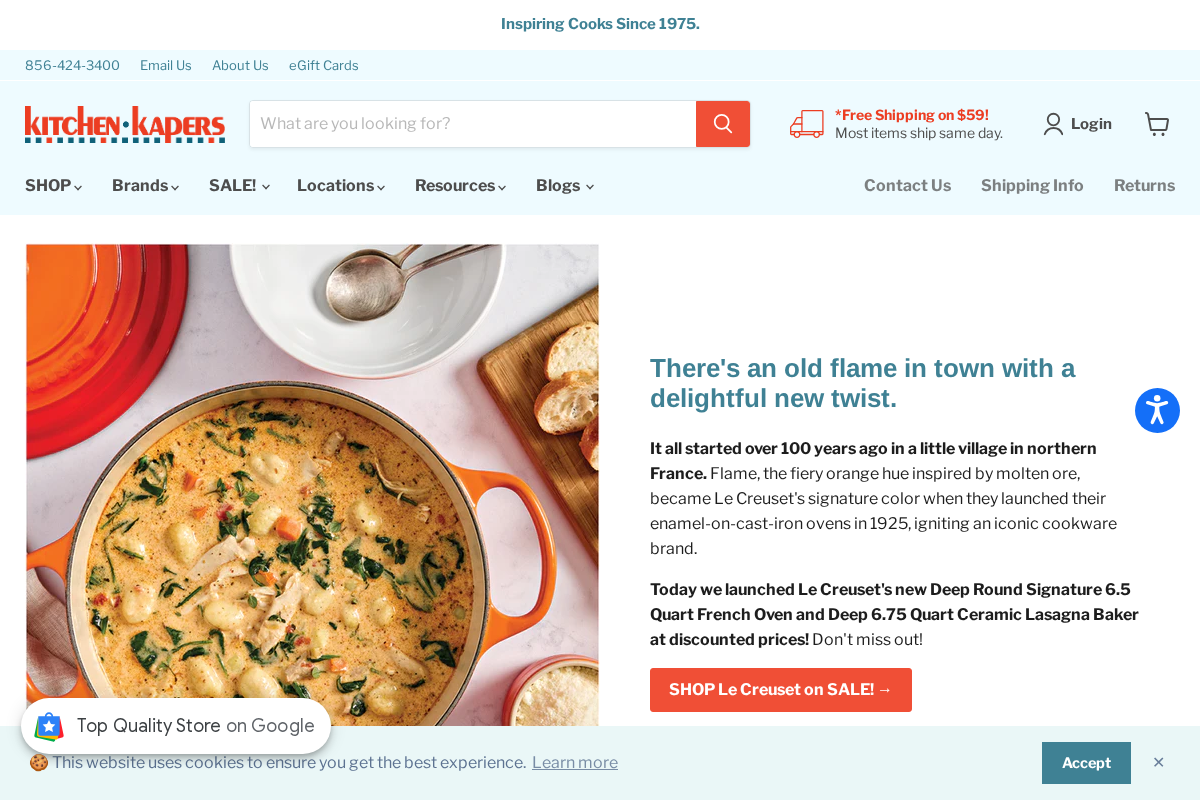 Kitchen Kapers homepage screenshot