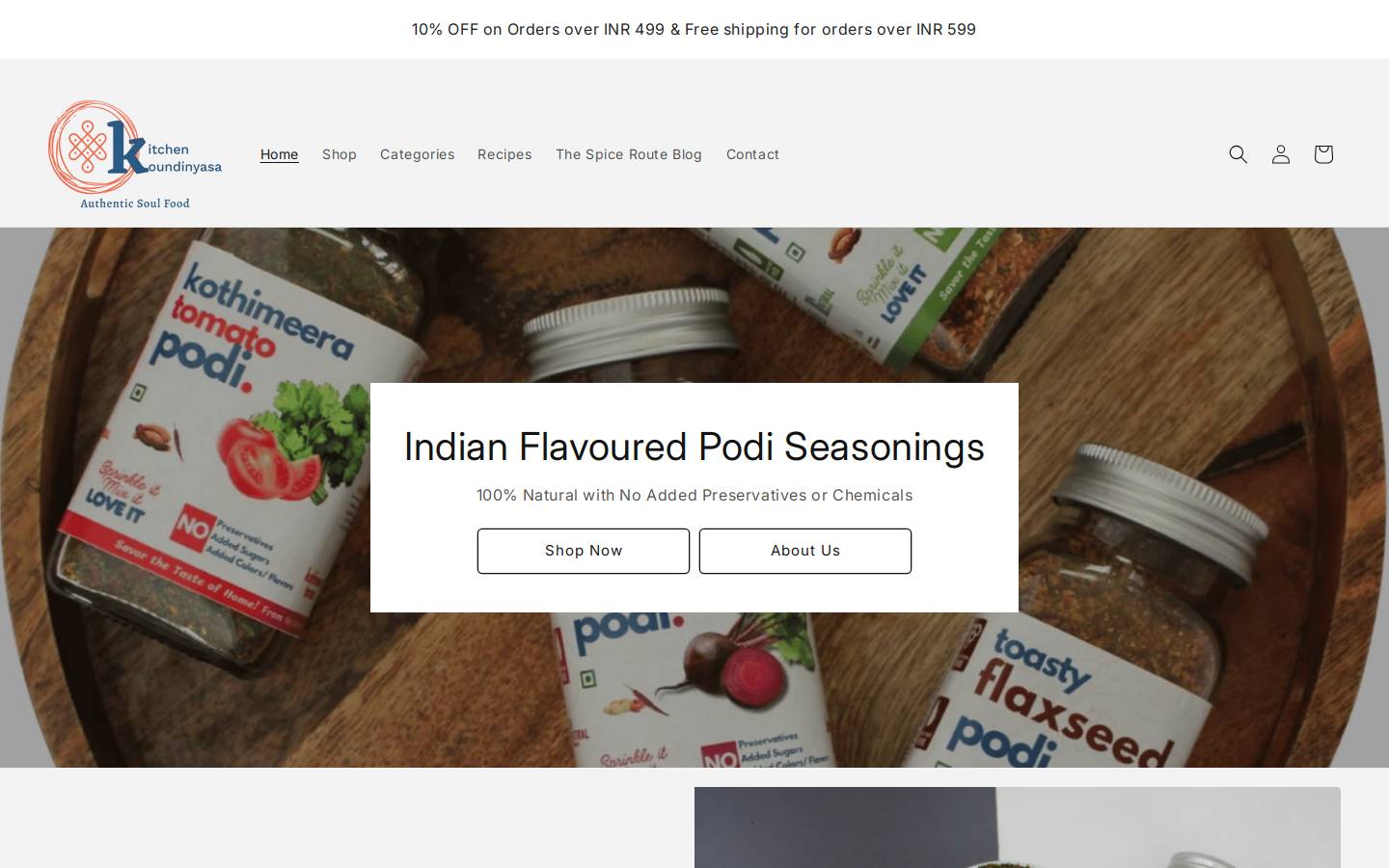kitchenkoundinyasa.in homepage screenshot