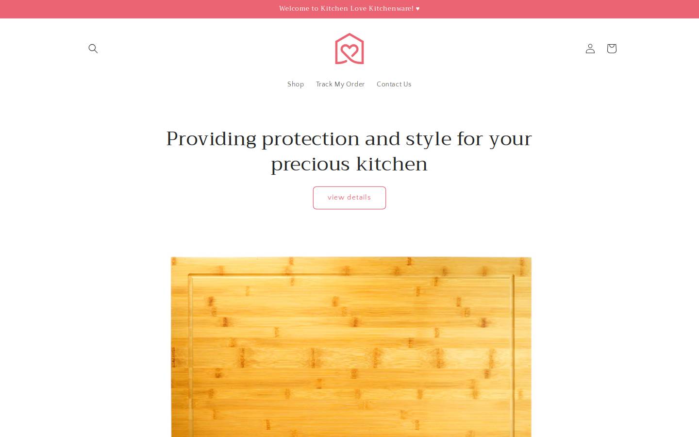 kitchenlovekitchenware.com homepage screenshot