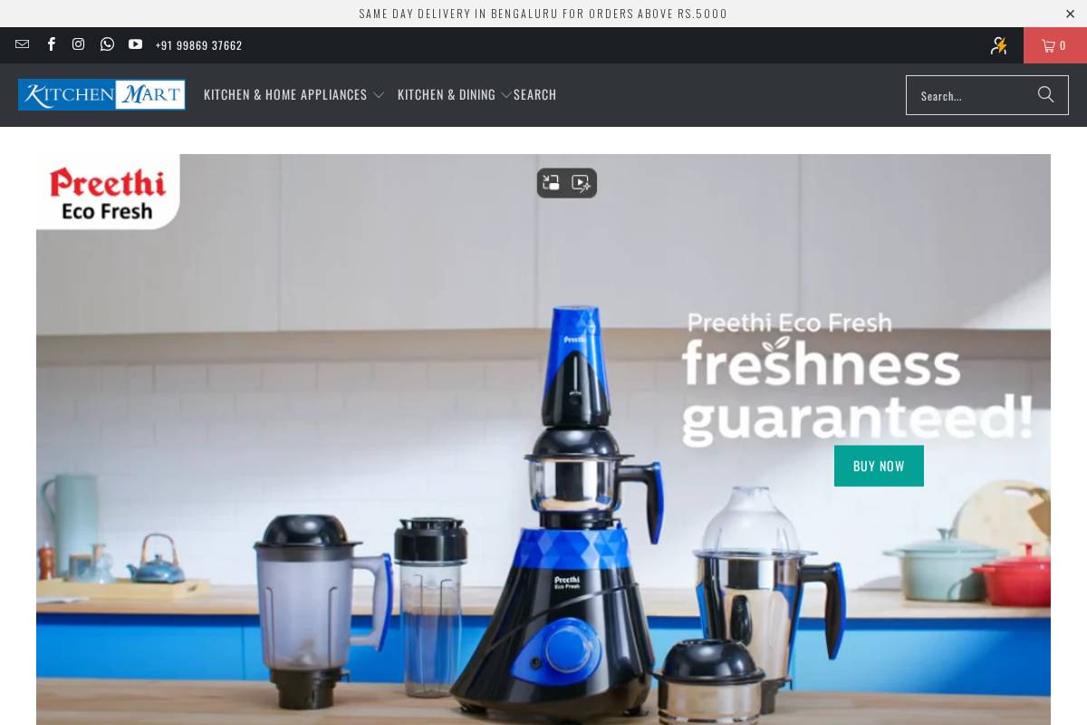 kitchenmart.co.in homepage screenshot