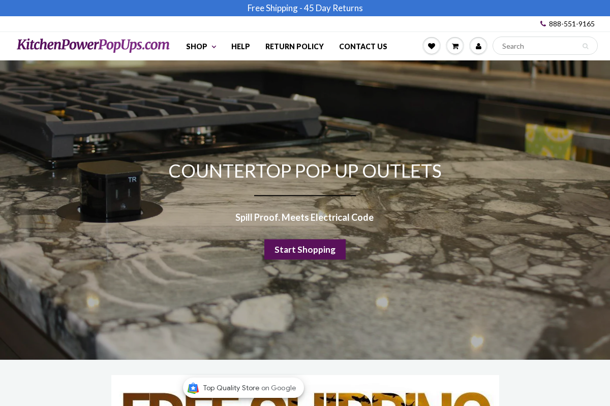 Kitchen Power Pop Ups homepage screenshot