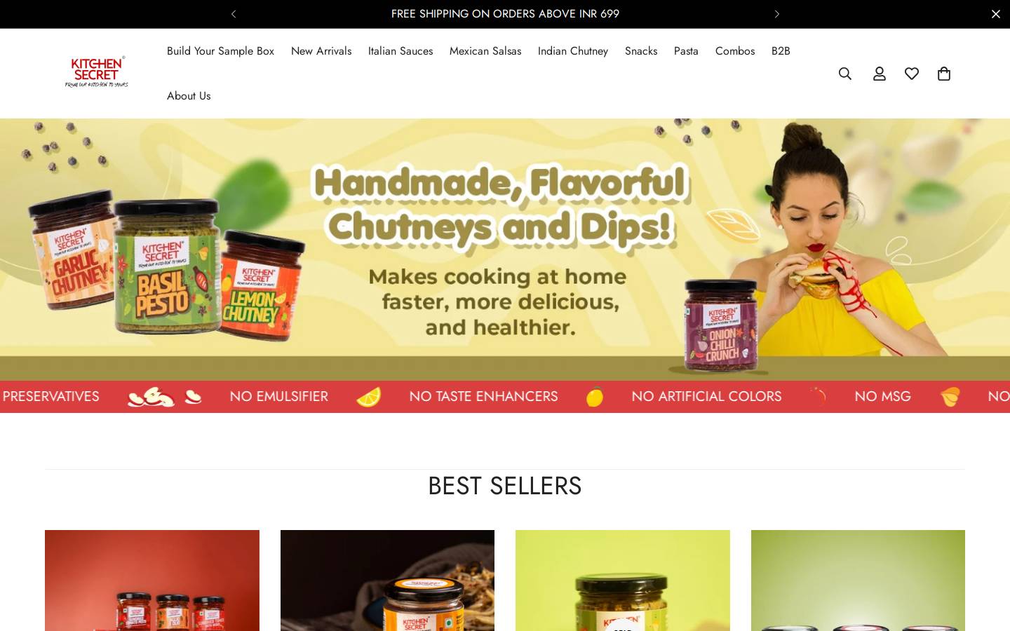kitchensecret.in homepage screenshot