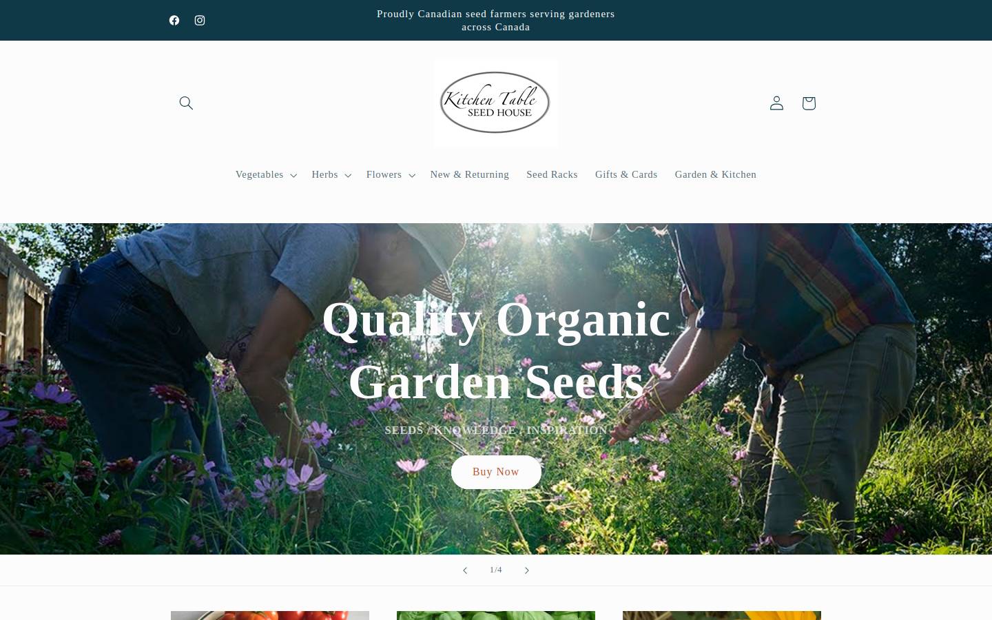 kitchentableseedhouse.ca homepage screenshot