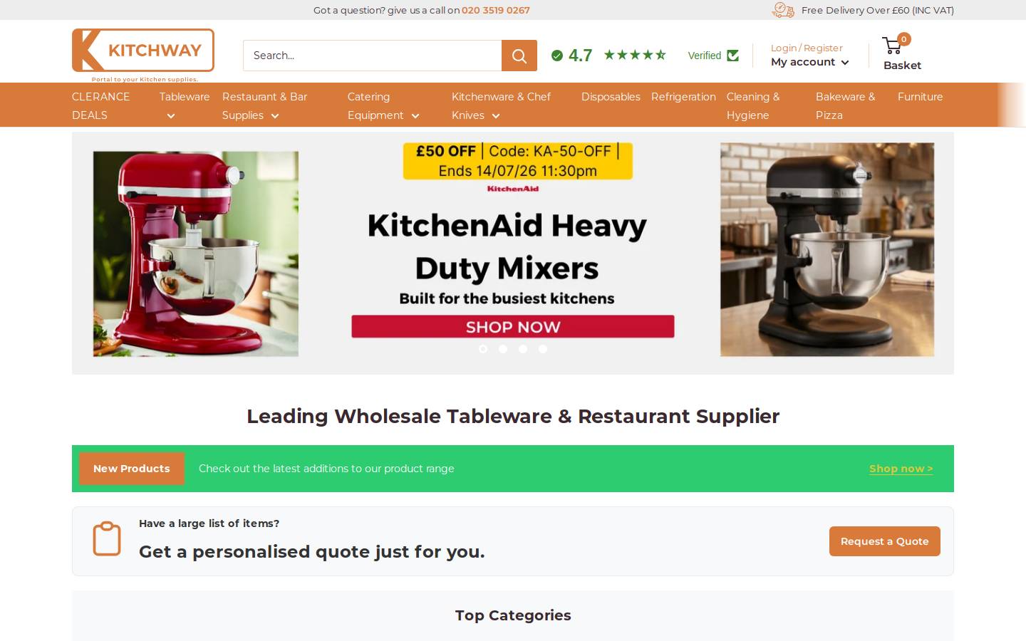 kitchway.co.uk homepage screenshot