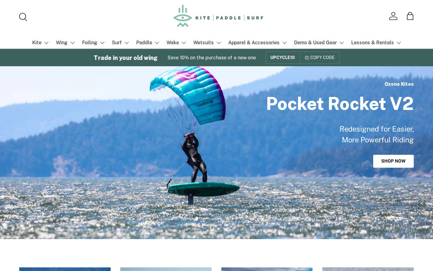 KitePaddleSurf homepage screenshot
