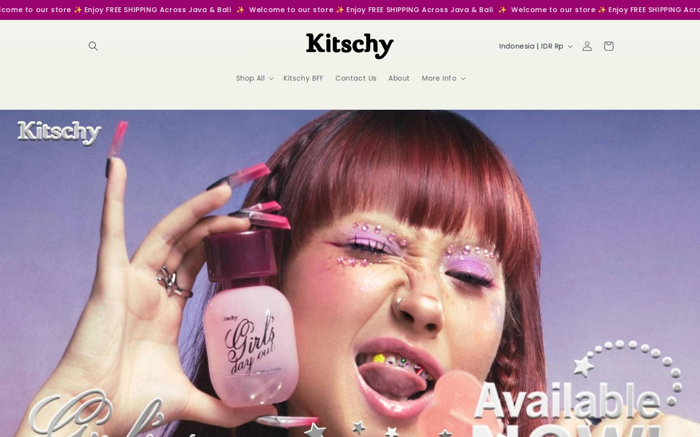 kitschybeauty.com homepage screenshot