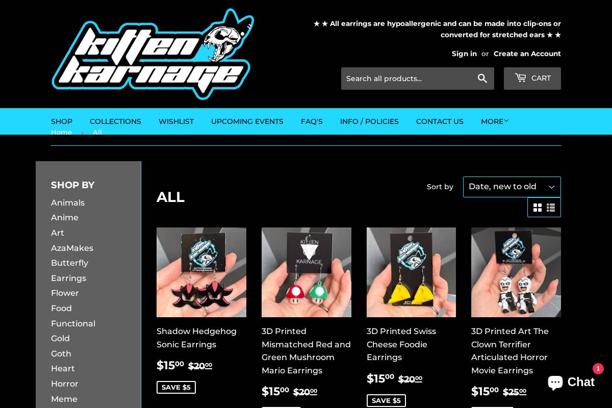 kittenkarnage.net homepage screenshot