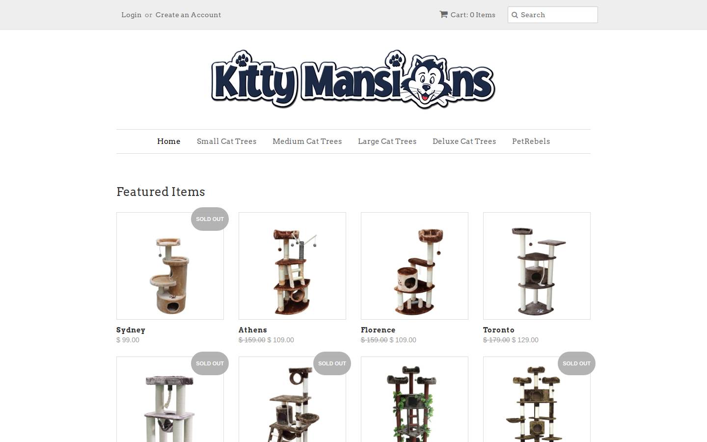 kittymansions.com homepage screenshot