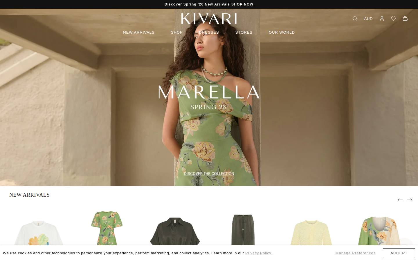 Kivari Boutique homepage screenshot