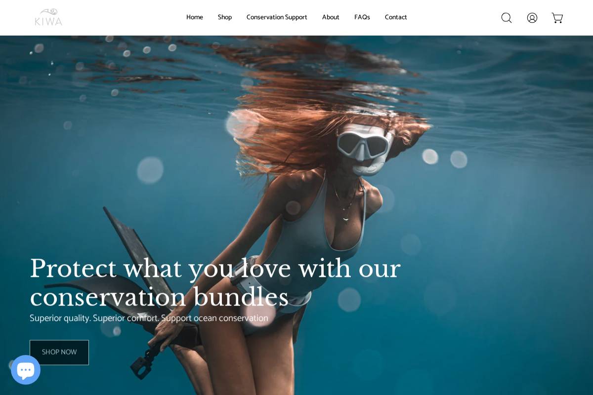 kiwadive.com homepage screenshot