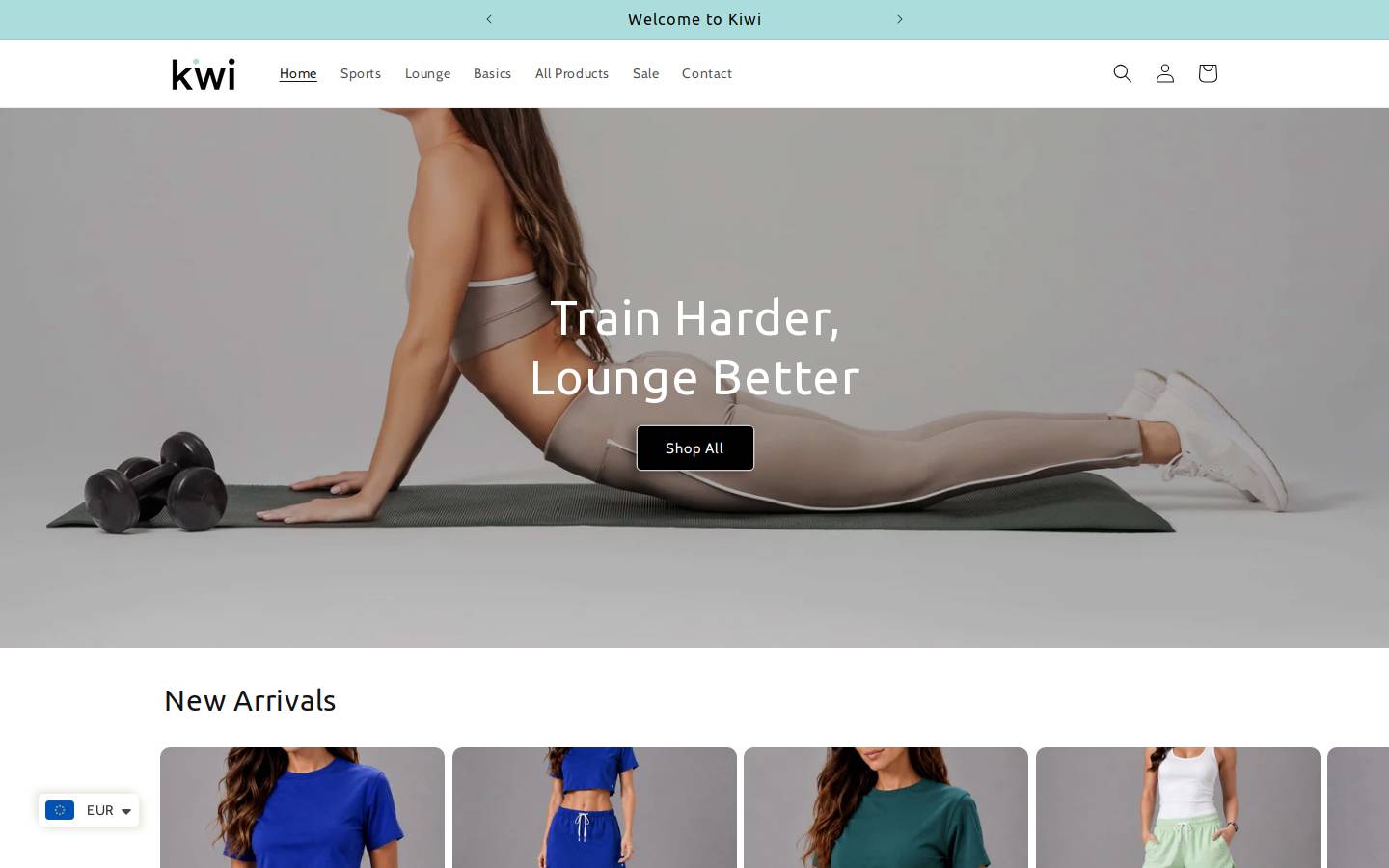 kiwiattire.com homepage screenshot