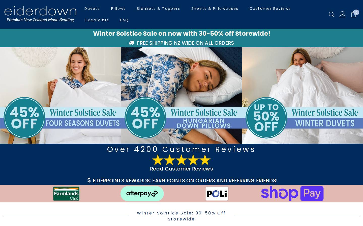 kiwiduvets.co.nz homepage screenshot