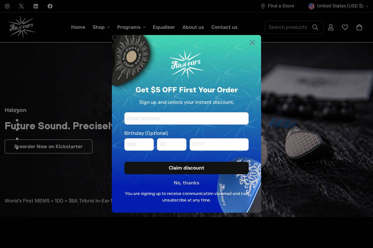Kiwiears homepage screenshot