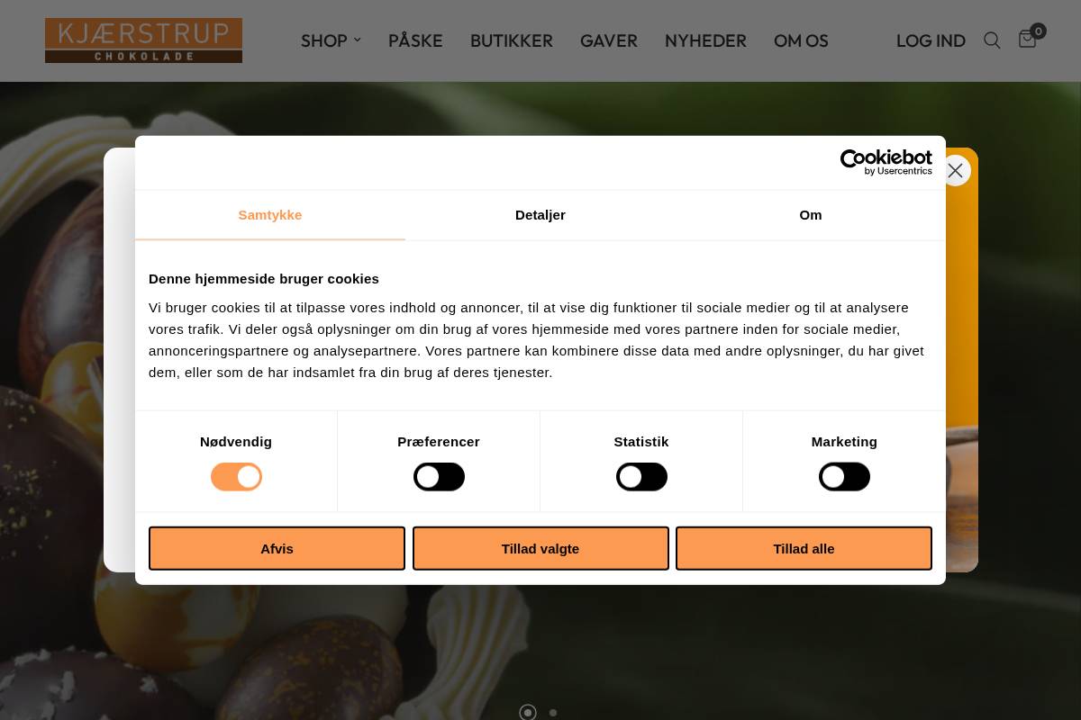 Kjærstrup Chokolade homepage screenshot