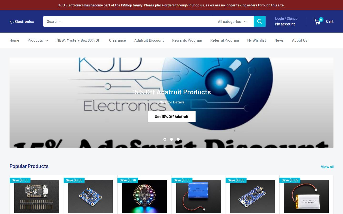 kjdelectronics.com homepage screenshot