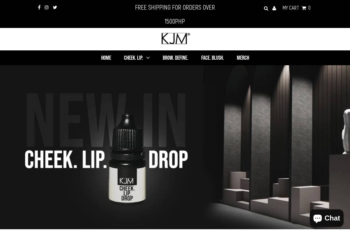 KJMCosmetics homepage screenshot