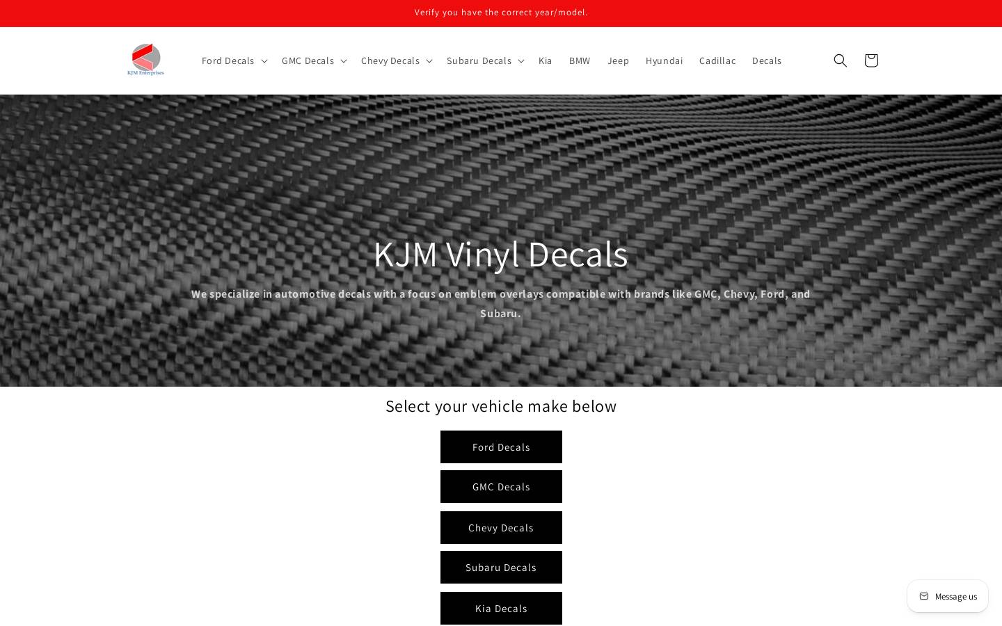 kjmdecals.com homepage screenshot