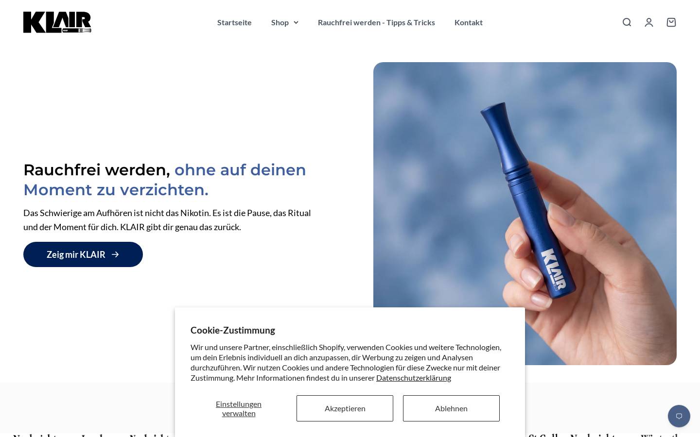 klair.ch homepage screenshot