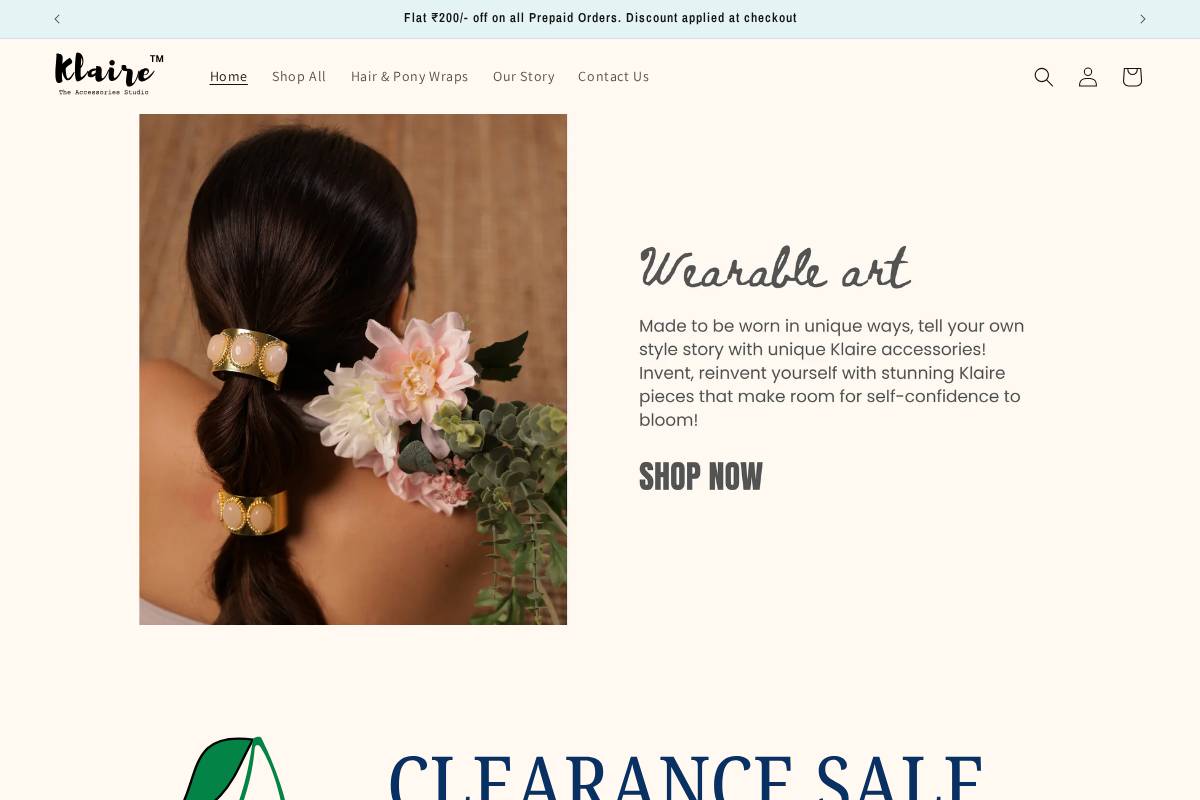 klairestudio.shop homepage screenshot
