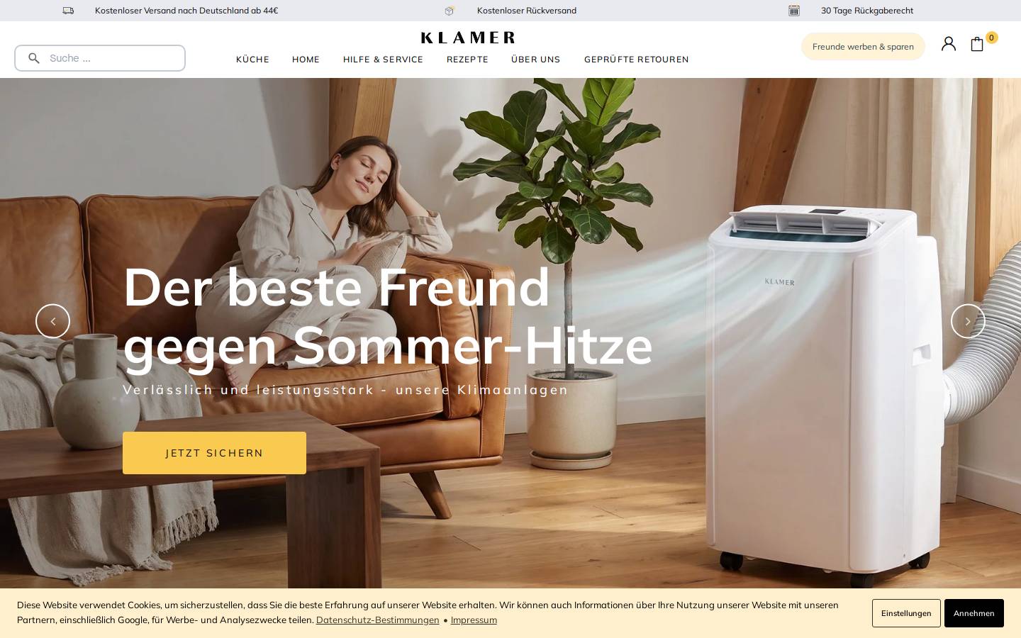 Klamer Home homepage screenshot