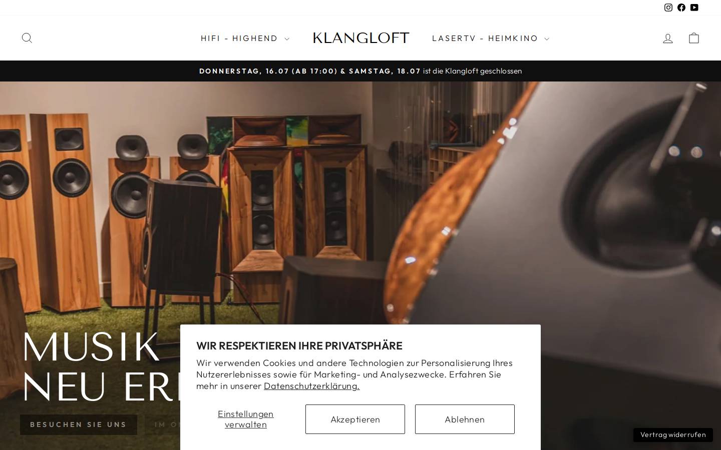klangloft.de homepage screenshot