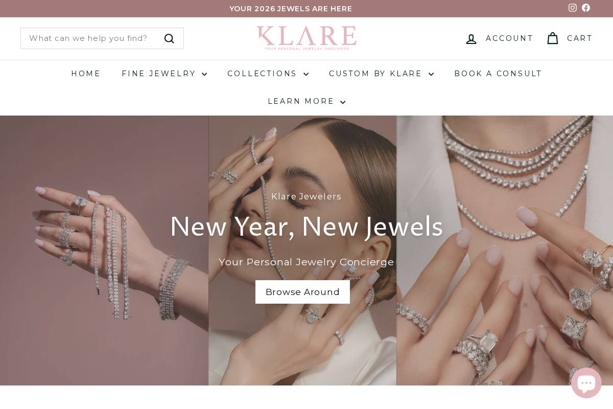 klarejewelers.com homepage screenshot