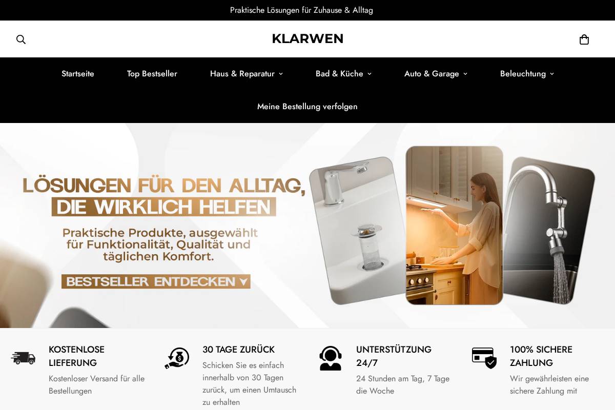Klarwen homepage screenshot