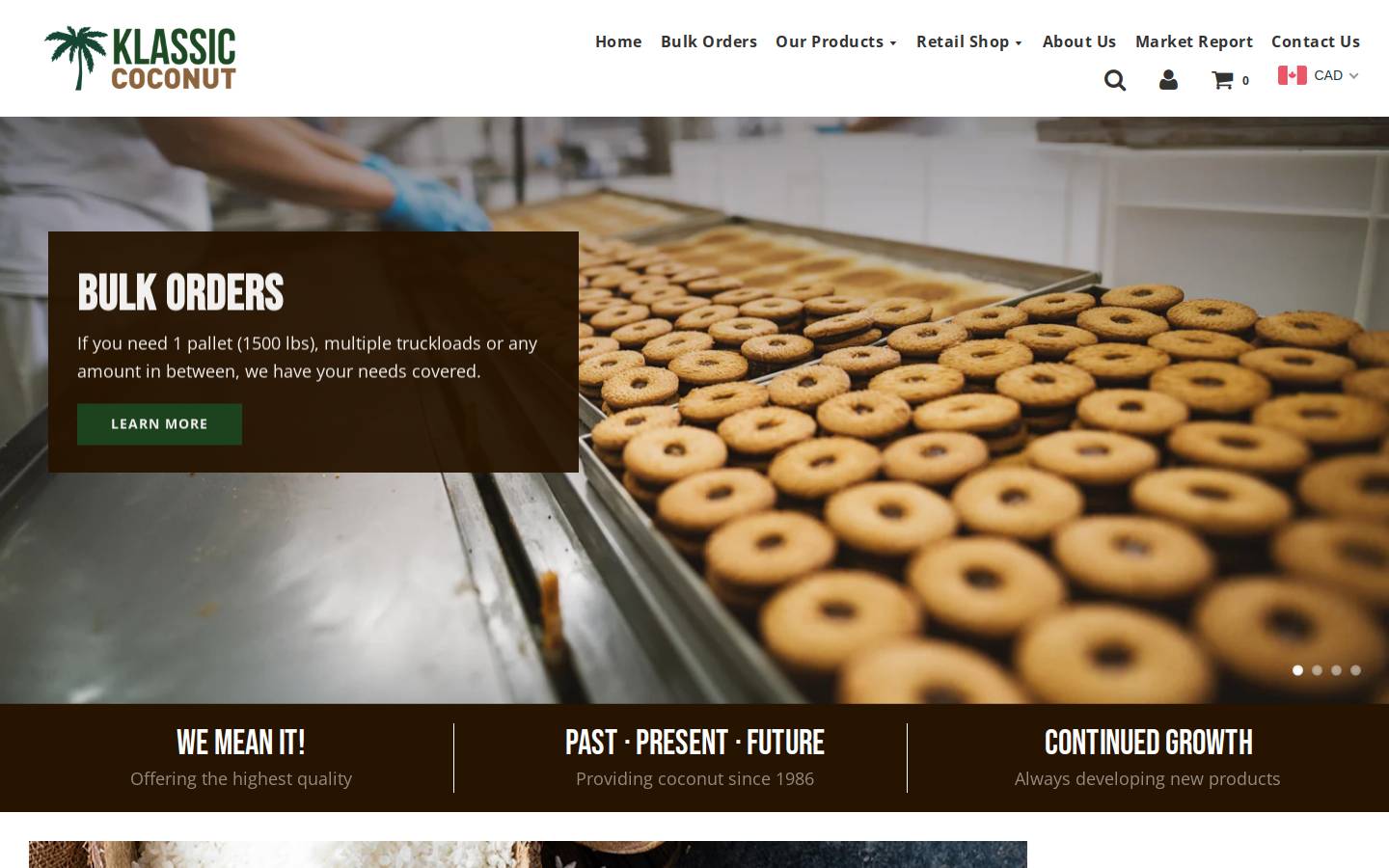 klassiccoconut.com homepage screenshot