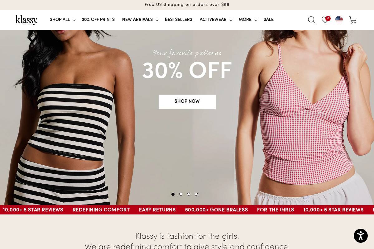 Klassyshop homepage screenshot