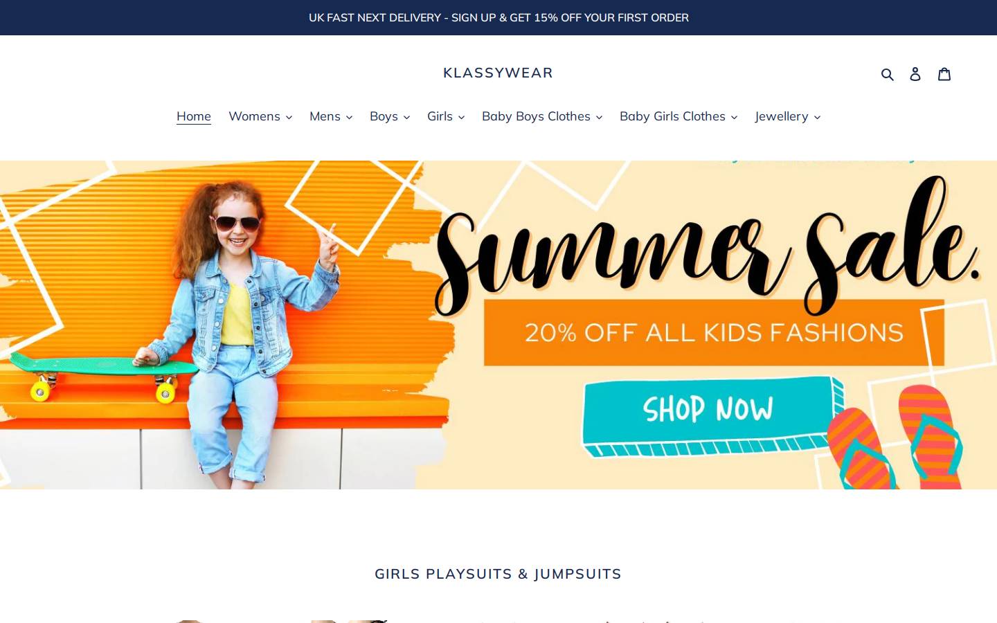 klassywear.com homepage screenshot
