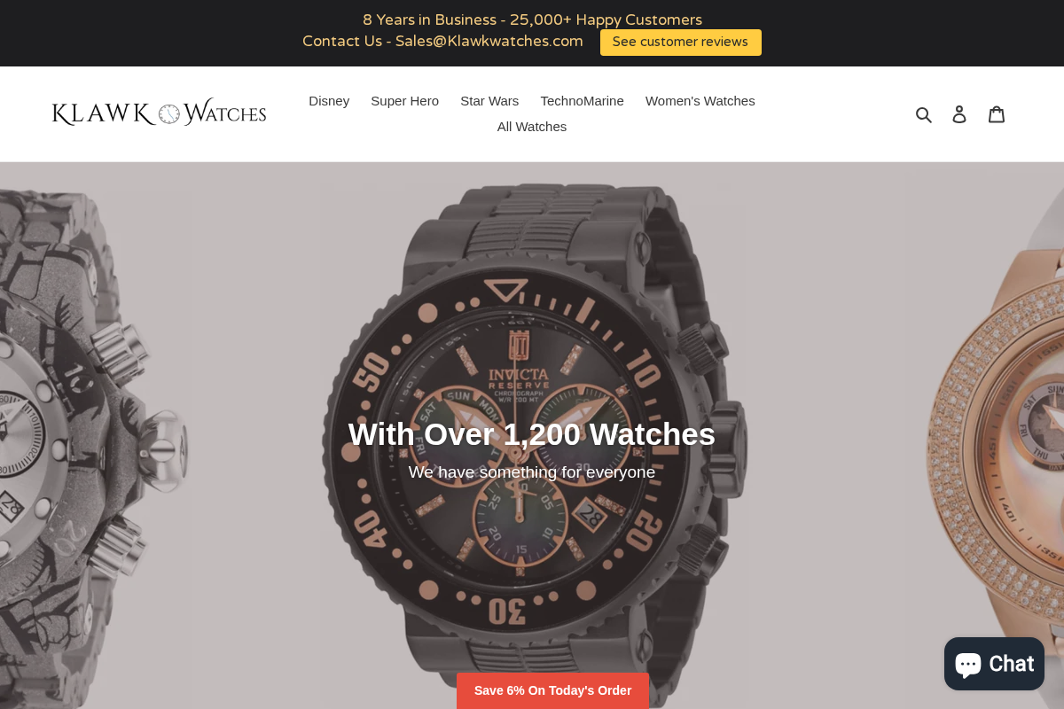 Klawk Watches homepage screenshot