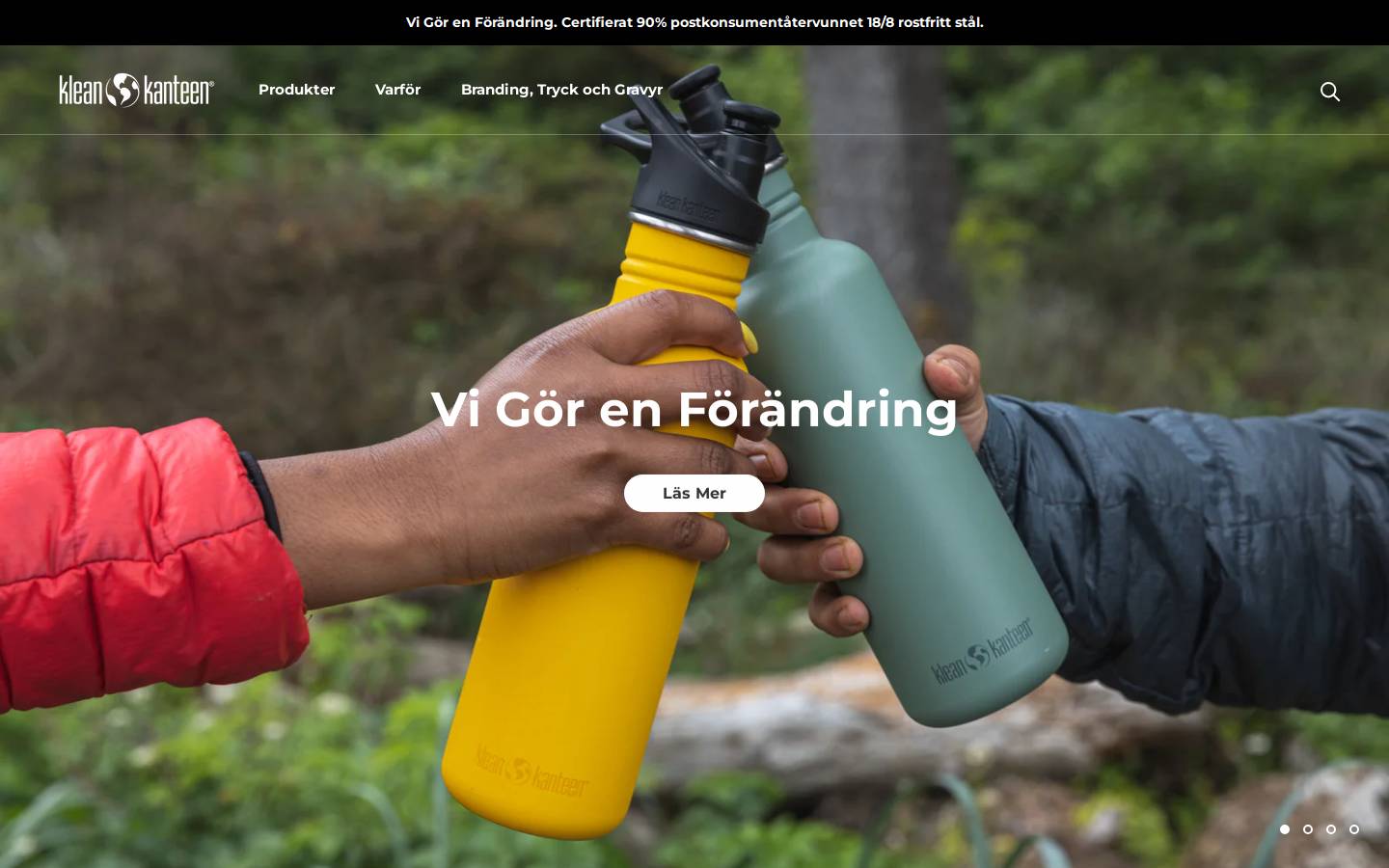 Kleankanteen homepage screenshot