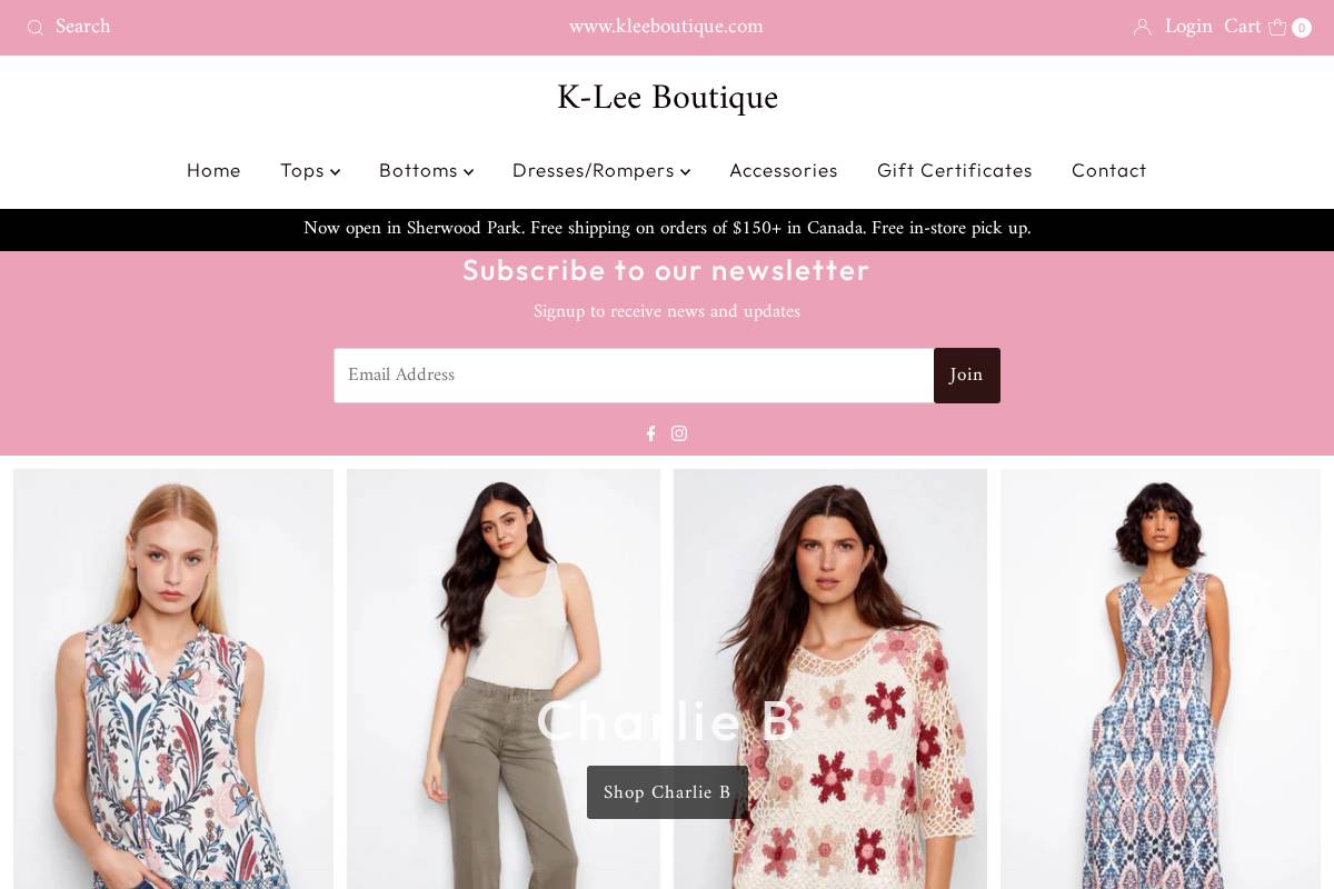 kleeboutique.com homepage screenshot