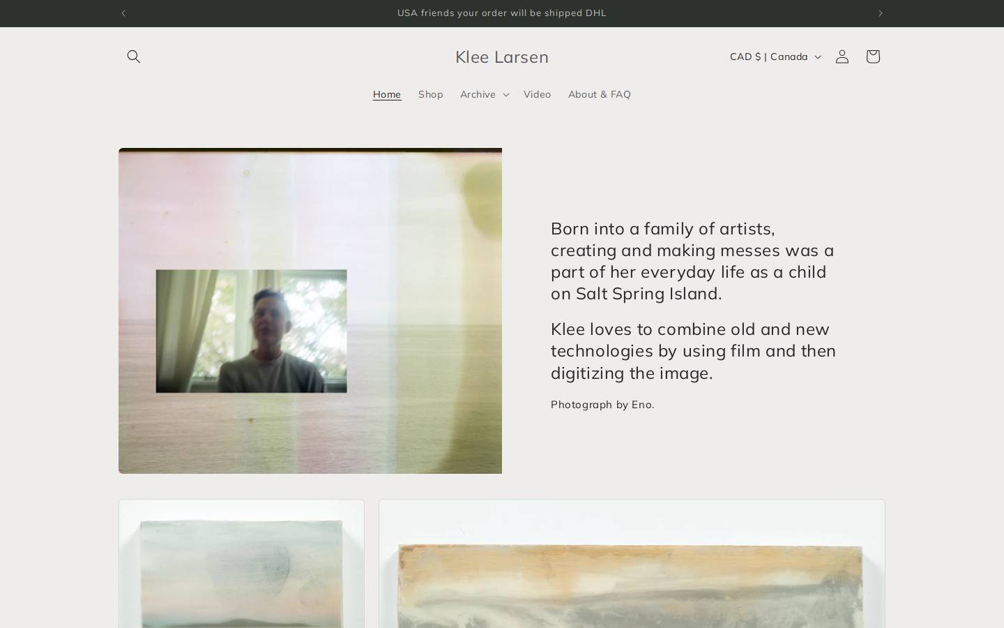 kleelarsen.com homepage screenshot