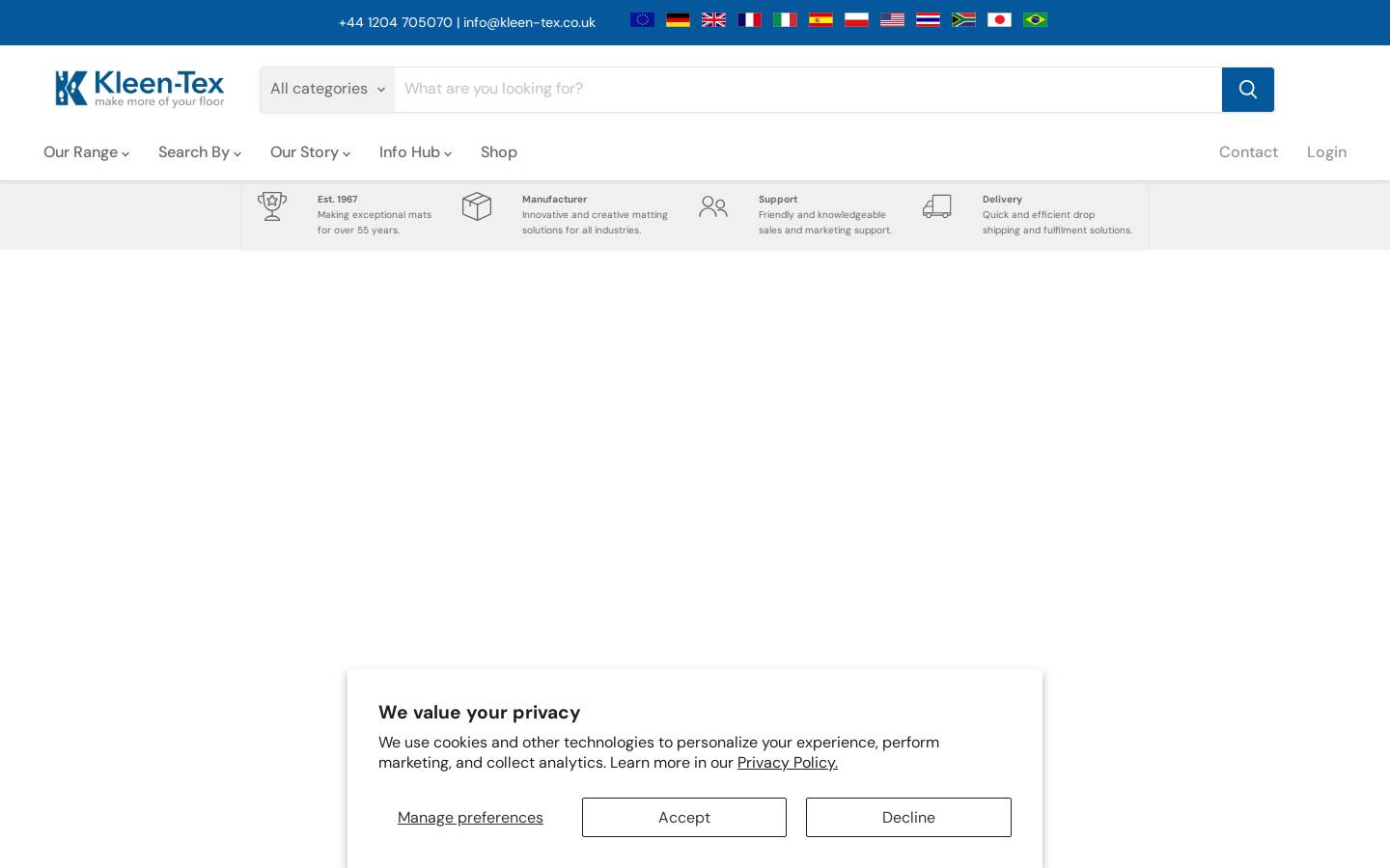 Kleen Tex homepage screenshot