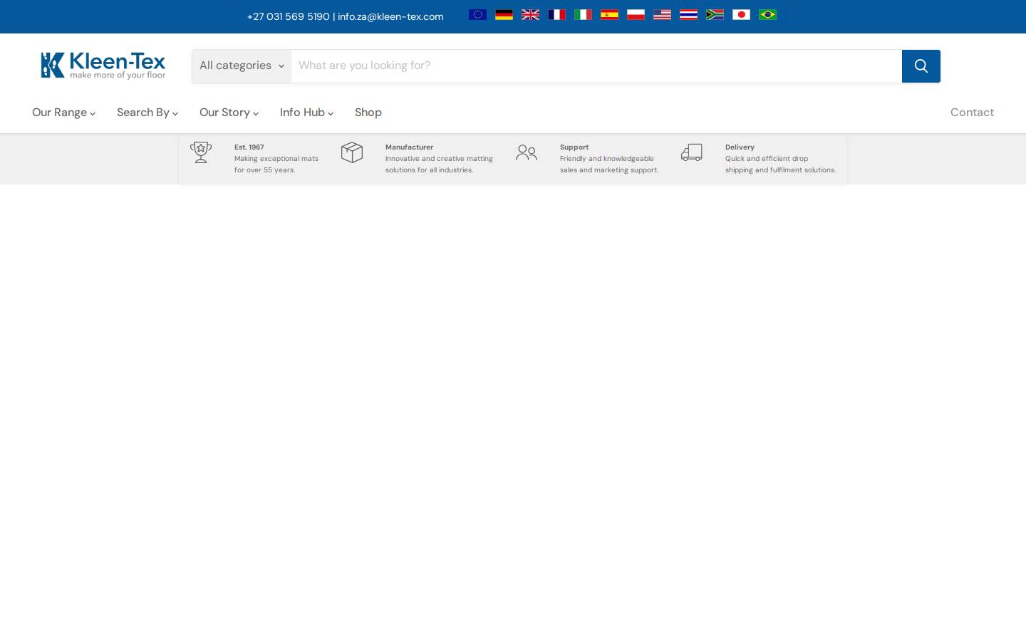 kleen-tex.co.za homepage screenshot